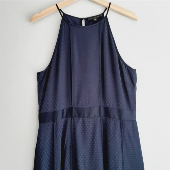 BANANA REPUBLIC Halter Waist Defined Fit & Flare Dot Knee Length Dress Navy Sz 8 - Picture 3 of 14